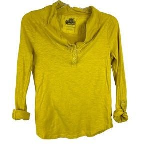Pilcro & the Letterpress Mustard Yellow Blouse 3/4 Sleeve Womens Size S